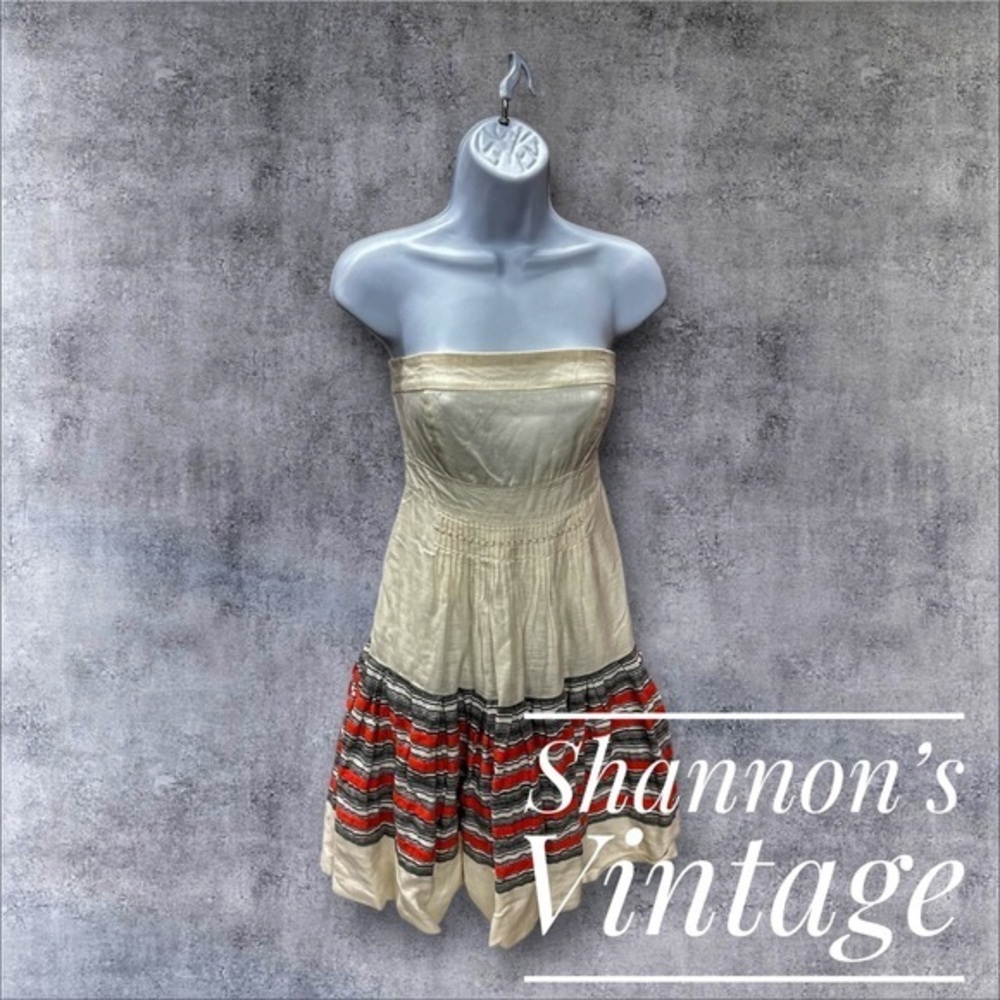 Anthropologie Floreat around the world Sz 0 Strapless Linen Petticoat Dress A37